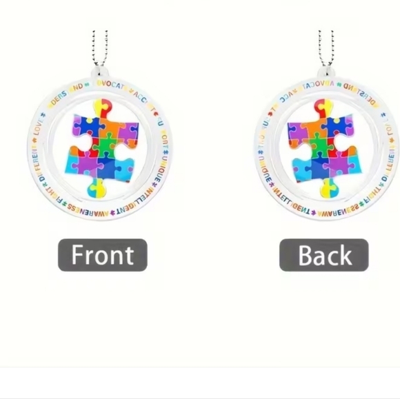 Autism Awareness Car Charm – Puzzle Piece Rearview Mirror Hanging Ornament - Picture 3 of 4